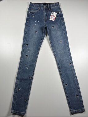 Desigual Disney MickeyMouse Women’s Embroidered Jeans paint splatter design NWT